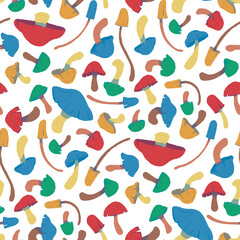 Colorful Mushroom Seamless Pattern for Fabric, Packaging, Wallpaper, Background