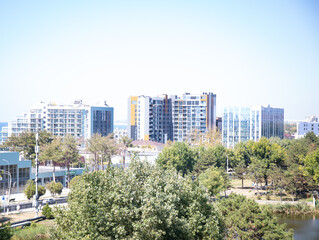 Fototapeta premium View of the city of Anapa from the Ferris wheel in summer in 2023