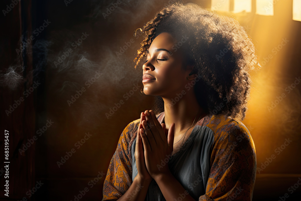 Canvas Prints black woman praying for faith and help from god - Canvas Prints