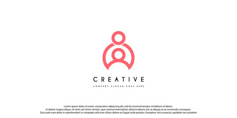 Abstract People symbol, togetherness and community concept design, creative hub, social connection icon, template and logo set