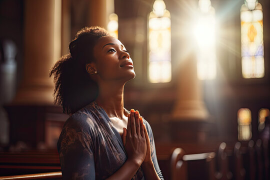 Black Woman Praying for Faith and Help from God