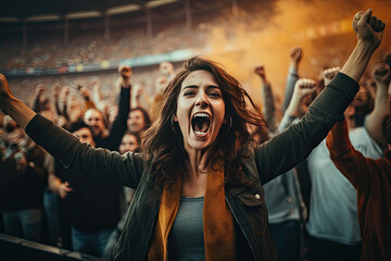 fans cheer at a football game - obrazy, fototapety, plakaty