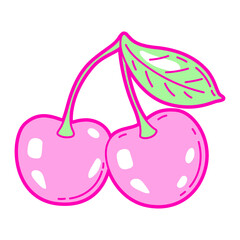 Illustration of cherries. Colorful cute icon. Creative symbol in cartoon style.