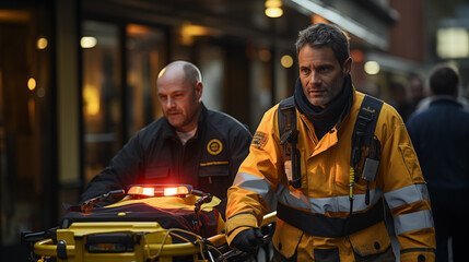 Paramedics working in a emergency