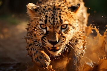 Cheetah Sprinting Through Mud in the Wild Generative AI