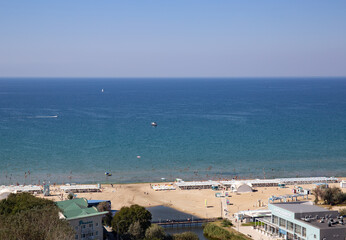 Fototapeta na wymiar View of the city of Anapa from the Ferris wheel in summer in 2023