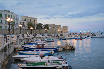 Bari's Old Harbor - Fishing Boats and the Promenade in Puglia, Italy