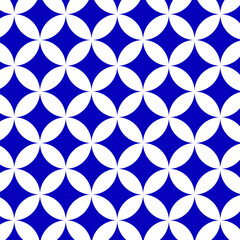 Geometric minimalistic seamless pattern with sharp blue diamonds petals white abstract shapes vector image