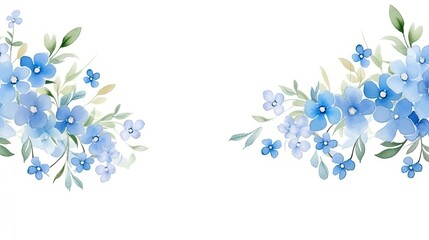 Forget me not border simple watercolor