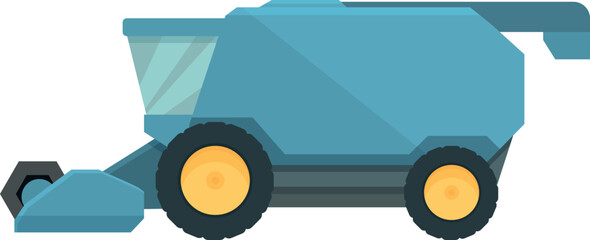 Barley combine harvester icon cartoon vector. Heavy machine. Transport village