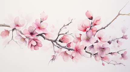 Obraz na płótnie Canvas Watercolor Branches With Sakura pink flowers