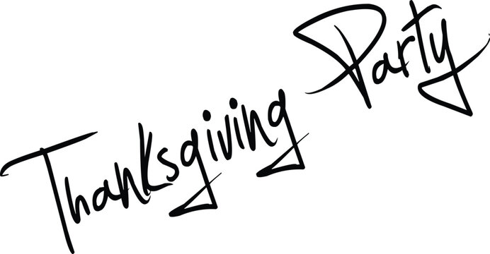 Tanksgiving party text sign illustration on white background