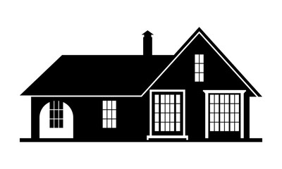 The silhouette of a one-story house