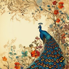 peacock with feathers
