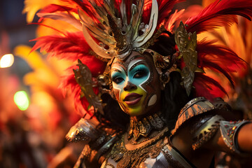 portrait of a woman in carnival mask, carnival mask with feathers, Venetian masks