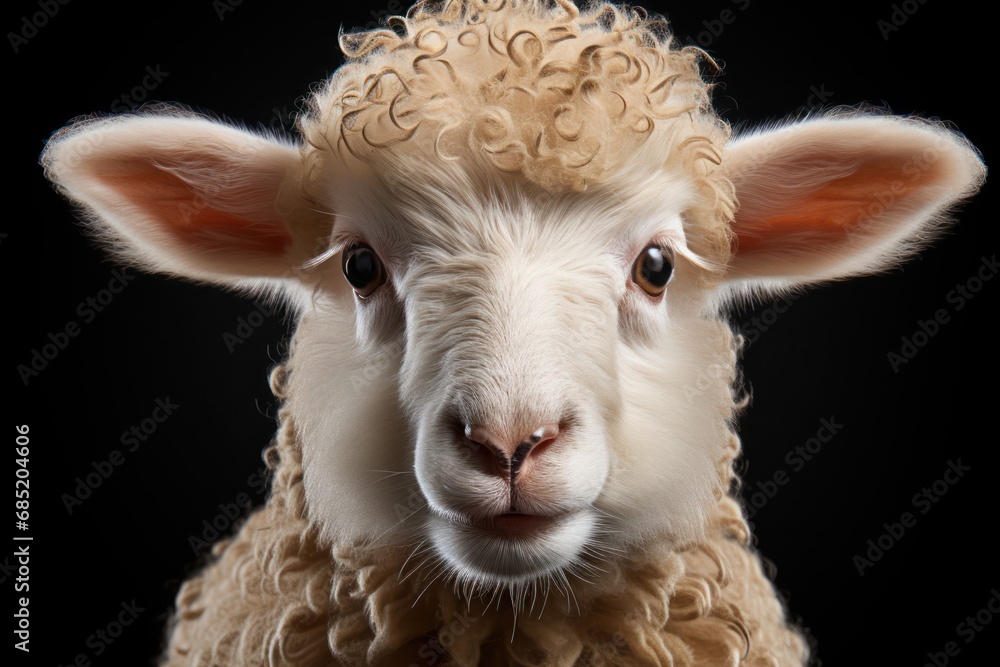 Poster curly-haired sheep up close generative ai