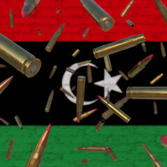Falling Bullets in front of Libya flag