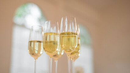 Glasses of champagne at the wedding ceremony