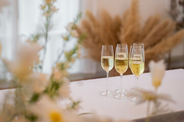 Glasses of champagne at the wedding ceremony
