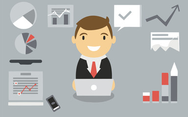 professional businessman with graph