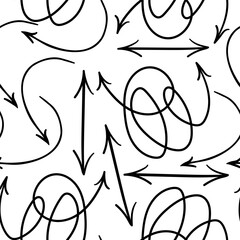 simple black arrow seamless pattern in vector. background wallpaper in doodle style. graphics for application sites for layout and printing of texts and images