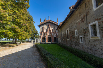 Fototapeta na wymiar View of Sant'Antonio of Ranverso' s Abbey in Buttigliera Alta, province of Turin, Piedmont, Italy
