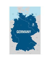 Germany country political basic map contour. Europe. Detailed vector illustration.
