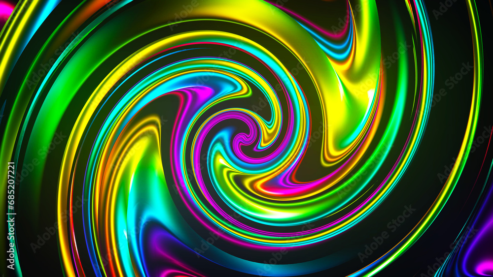 Poster abstract glowing multicolored swirl background. concentric optical illusion. abstract point digital 