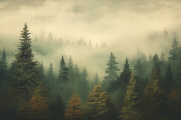 Enigmatic Pine Grove in Vintage Hues