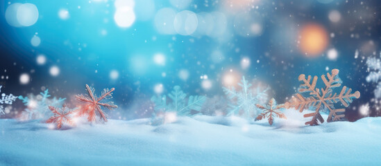 Fototapeta na wymiar Falling Snowflakes: Magical Christmas Scene