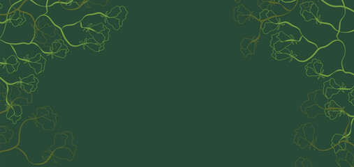 Green background, banner with floral ornament
