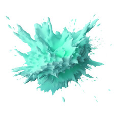 Fototapeta premium Isolated shallow blue oil painting explosion on transparent background