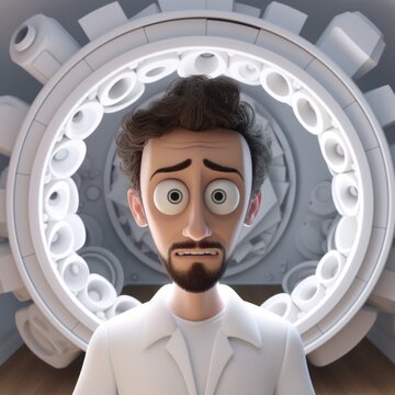 3D Cartoon Character Depicting Ambivalent and Disoriented Feelings