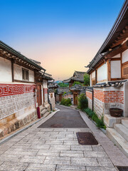 Naklejka premium Bukchon Hanok Village is a residential neighborhood in Seoul, South Korea