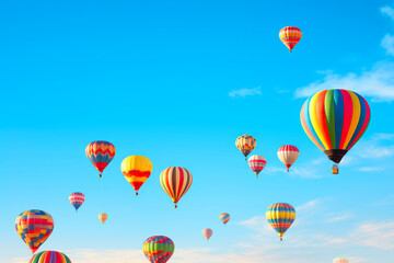 Colorful Hot Air Balloons Soar in Azure Sky