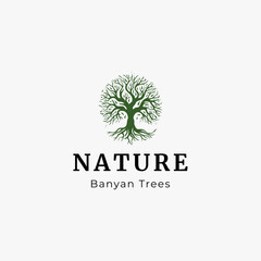Abstract vibrant tree logo design, root vector - Tree of life logo