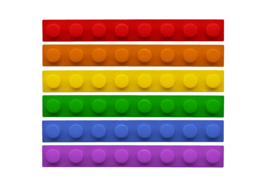 LGBTQ Flag. Vintage plastic bricks set. Sex education. Old surface plate. 