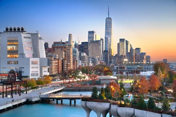 Fotobehang New York Lower Manhattan Skyline at Dusk in Autumn  © SeanPavonePhoto