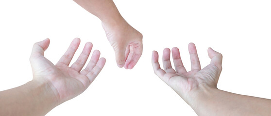 man hand gesture holding something set isolated on white background