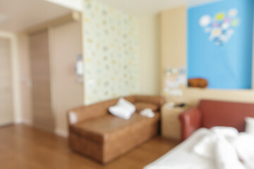 Fototapeta na wymiar hospital room interior abstract blur for background