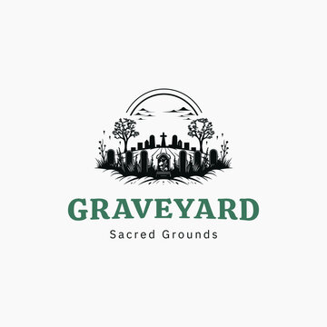  funeral services logo template.graveyard logo,church logo design template