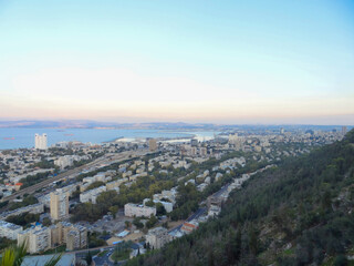 Fototapeta na wymiar Panoramic aerial view of the city of Haifa, Israel.