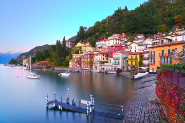 Varenna, Italy at Dusk in Autumn