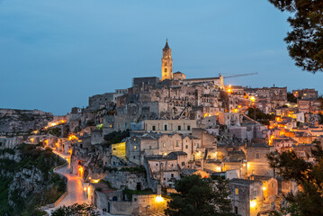 Fototapeta na wymiar Matera cityscape night view , Basilicata, Italy