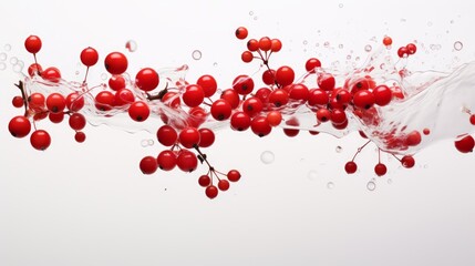 A Christmas product presentation on a white backdrop with scattered red berries  AI generated illustration