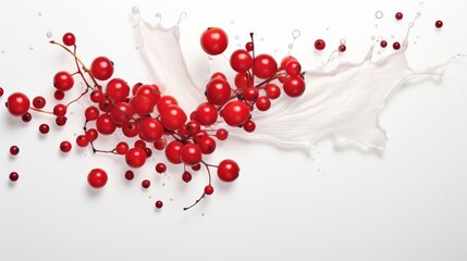 A Christmas product presentation on a white backdrop with scattered red berries  AI generated illustration