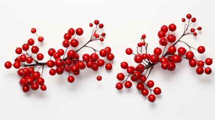 A Christmas product presentation on a white backdrop with scattered red berries AI generated illustration