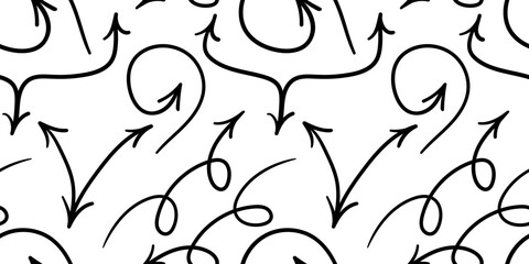 simple black arrow seamless pattern in vector. background wallpaper in doodle style. graphics for application sites for layout and printing of texts and images