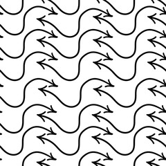 simple black arrow seamless pattern in vector. background wallpaper in doodle style. graphics for application sites for layout and printing of texts and images