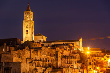 Fototapeta na wymiar Matera cityscape night view , Basilicata, Italy